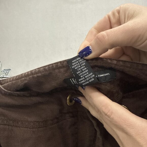 INC International Concepts Pants Womens 16 Brown Linen Wide Leg Drawstring - Picture 3 of 9